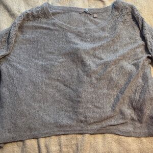 Elegant Gray Glitter Women's Crew Neck Sweater